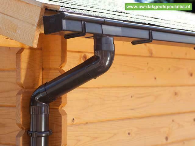 Tuinhuis of blokhut voorzien van een dakgoot(set) [dakgoten], Doe-het-zelf en Verbouw, Buizen en Afvoer, Dakgoot, Nieuw, Pvc, Ophalen of Verzenden