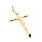Gouden hanger van een kruis met corpus; INRI, Ophalen of Verzenden, Gebruikt, Goud, Overige merken