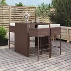vidaXL 5-delige Tuinbarset met kussens poly rattan bruin, Verzenden, Nieuw, Rotan, 5 zitplaatsen