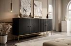 Dressoir mat zwart 182,2x40x75 cm goud hotel chique, Huis en Inrichting, Kasten | Dressoirs, Verzenden, 150 tot 200 cm, Nieuw
