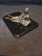 sculptuur, Girl with swan - 7 cm - Gepatineerd brons - 1900, Antiek en Kunst