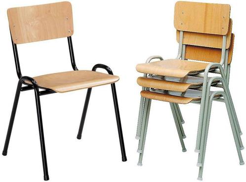 A-Kwaliteit Stapelbare Kerkstoelen Hout Metaal Kerkstoel, Huis en Inrichting, Stoelen, Eén, Bruin, Nieuw, Hout, Metaal, Verzenden