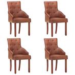 vidaXL Eetkamerstoelen 4 st echt geitenleer bruin, Huis en Inrichting, Stoelen, Verzenden, Nieuw, Bruin