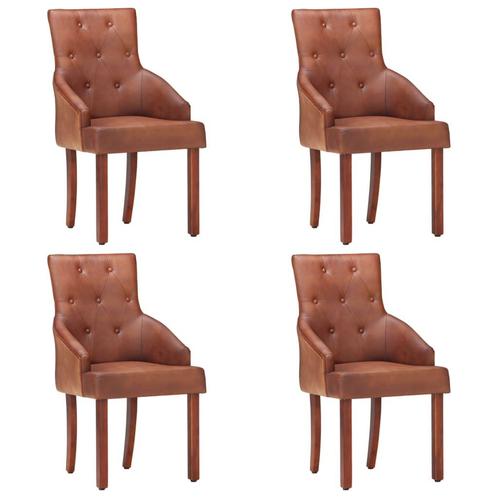 vidaXL Eetkamerstoelen 4 st echt geitenleer bruin, Huis en Inrichting, Stoelen, Bruin, Nieuw, Verzenden