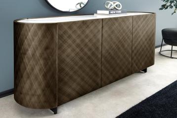 Design Dressoir REFLECTION 150cm wit keramiek marmer brons beschikbaar voor biedingen