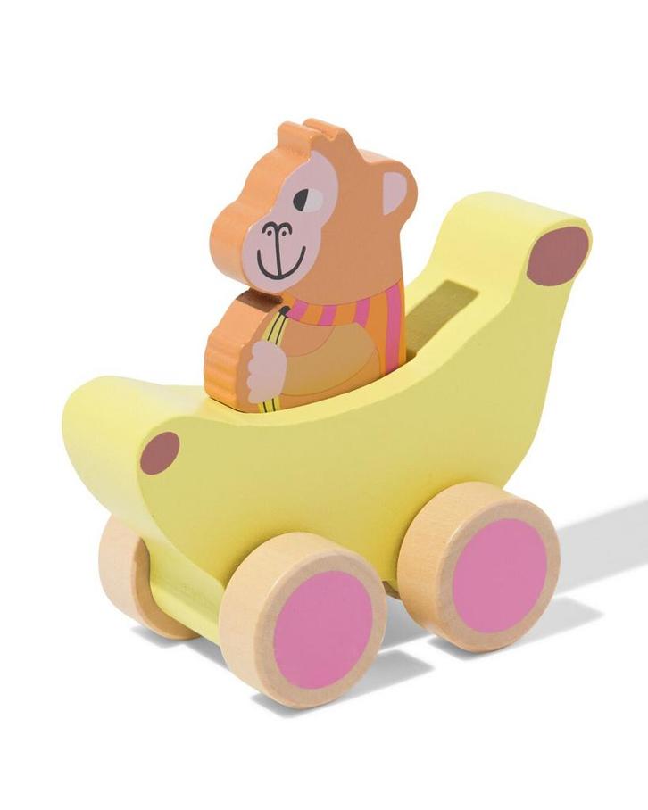 HEMA Auto met superheld slak aap 11.5x12x6.5cm hout, Kinderen en Baby's, Speelgoed | Speelgoedvoertuigen, Nieuw, Verzenden