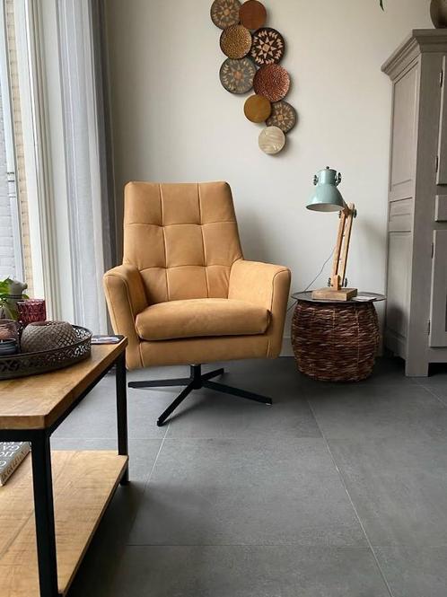 Leren draaifauteuil volledig gestoffeerd - met hoge rug en s, Huis en Inrichting, Fauteuils, 75 tot 100 cm, 75 tot 100 cm, Nieuw