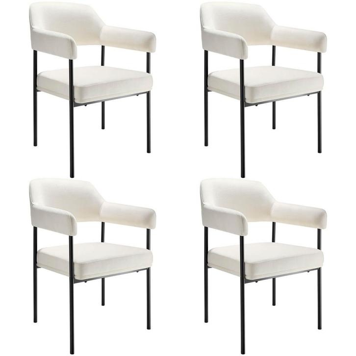 Eetkamerstoel Doé, gestoffeerd, stalen poten - Fluweellook o, Huis en Inrichting, Stoelen, Verzenden