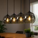 Hanglamp Zwart met Smoke Glas – 4-Lichts Langwerpig | Xavi, Huis en Inrichting, Lampen | Hanglampen, Verzenden, Nieuw
