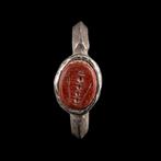 Oud-Romeins Rode Steen Intaglio in Zilveren Ring (Zonder