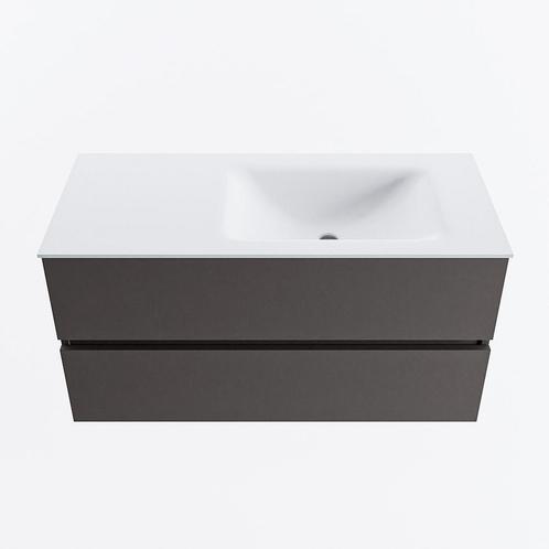 MONDIAZ VICA 100cm badmeubel onderkast Dark Grey 2 lades., Doe-het-zelf en Verbouw, Sanitair, Bad, Nieuw, Ophalen of Verzenden