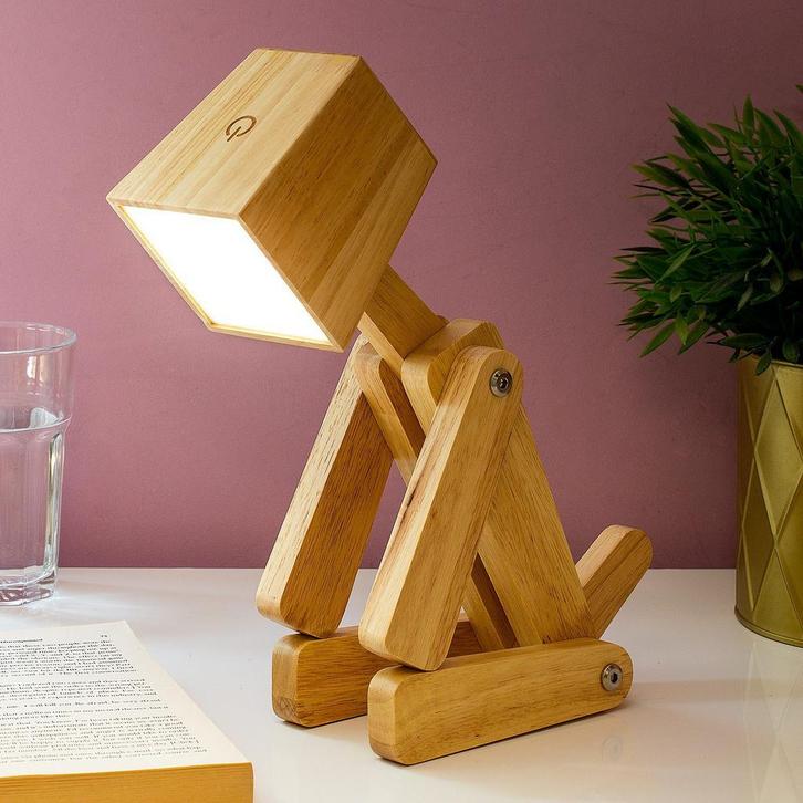 Houten tafellamp hond, Huis en Inrichting, Lampen | Overige, Verzenden