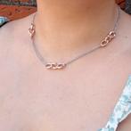 Bicolor gouden collier; Anker schakel | 45 cm (witgoud), Sieraden, Tassen en Uiterlijk, Ophalen of Verzenden, Gebruikt, Overige kleuren
