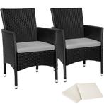 2 Wicker tuinstoelen met 4 kussenhoezen - zwart/beige, Verzenden, Nieuw