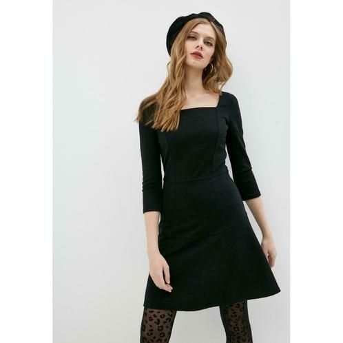 Patrizia Pepe • zwarte jurk met driekwart mouwen • 36 (IT42), Kleding | Dames, Jurken, Boven de knie, Zwart, Maat 36 (S), Nieuw
