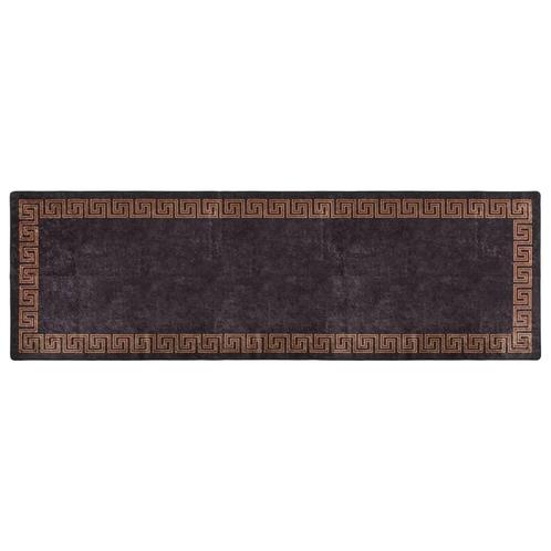vidaXL Vloerkleed wasbaar anti-slip 80x300 cm zwart en, Huis en Inrichting, Stoffering | Tapijten en Kleden, Zwart, Nieuw, Verzenden