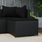 vidaXL Voetensteun met kussen poly rattan zwart, Tuin en Terras, Verzenden, Nieuw, Rotan