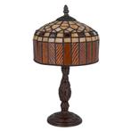 Tiffany tafellamp – Amber &amp; Crème Geometrisch – Ø 20 × H 36, Huis en Inrichting, Verzenden, Nieuw