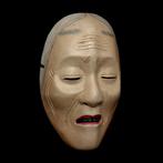 Fine carved Japan Wooden Noh Mask of Uba   - sculptuur