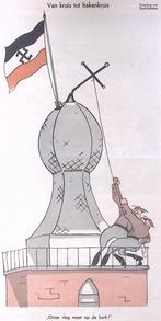 Van kruis tot hakenkruis op spotprent (lijst optie, Lithos), Verzenden