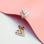 Bicolor gouden oorstekers met diamant | 0,20 ct. (witgoud), Sieraden, Tassen en Uiterlijk, Gebruikt, Overige kleuren, Ophalen of Verzenden