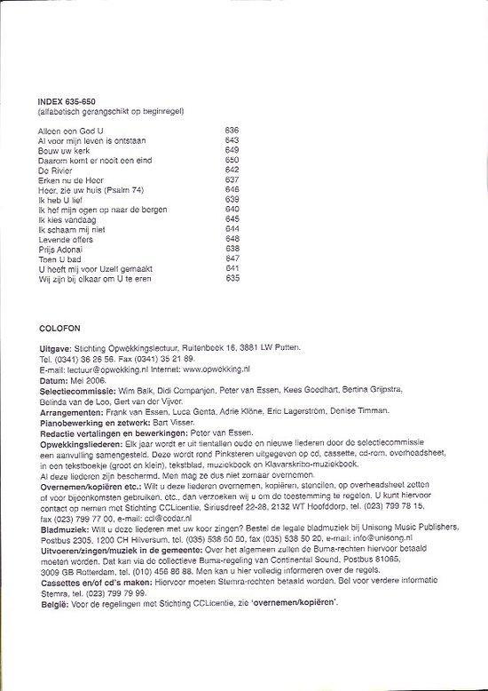 MUZIEKBOEK OPWEKKING 635-650 9789059690912, Boeken, Muziek, Zo goed als nieuw, Verzenden