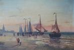 Willem Gruyter (1817-1880) - Voiliers en bord de mer, effet, Antiek en Kunst