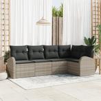 vidaXL 5-delige tuinset met kussens lichtgrijs poly rattan, Verzenden, Nieuw, Rotan, Tuinset