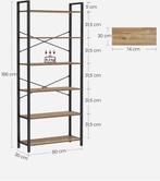 Vasagle - boekenkast - kast - hoogte 186 cm - 6 niveaus -, Huis en Inrichting, Kasten | Ladekasten, Verzenden, Nieuw