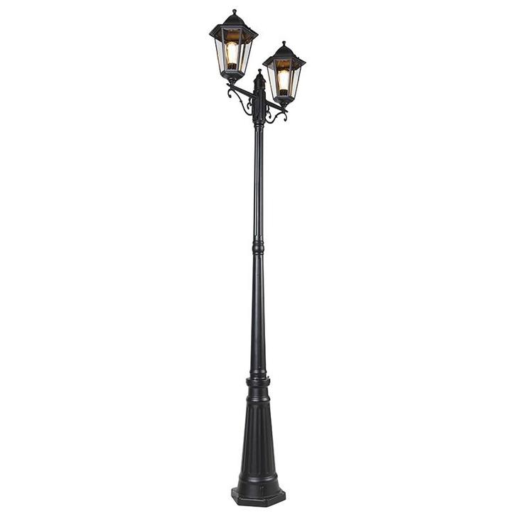 Buitenlantaarn zwart 220 cm 2-lichts IP44 - Havana, Tuin en Terras, Buitenverlichting, Nieuw, 50 tot 250 watt