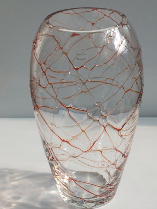 Nason Murano - Carlo Nason - Vaas - Glas met netpatroon, Antiek en Kunst, Antiek | Glas en Kristal
