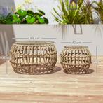 TRUUSK Set Van 2 Bijzettafels Polyrattan Ø66/42 Cm Rond Weer, Verzenden, Nieuw