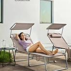 Opvouwbare Tuinligstoel incl. Zonnescherm en Hoofdsteun, Verzenden, Nieuw