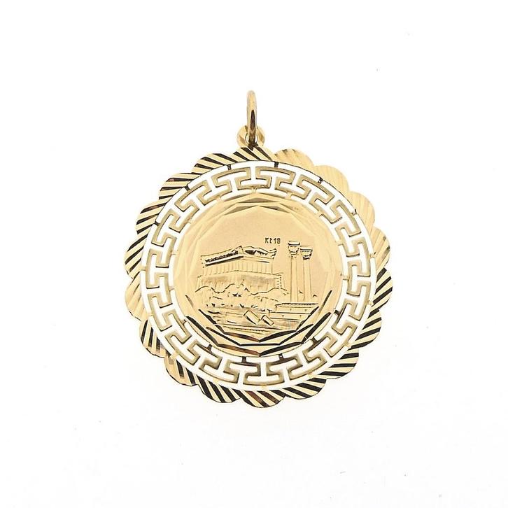 Gouden hanger van het Parthenon (Hanger of bedel), Sieraden, Tassen en Uiterlijk, Bedels, Gebruikt, Overige merken, Goud, Ophalen of Verzenden