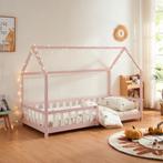 Kinderbed Hesel huisbed met uitvalbeveiliging 90x200 cm roze, Verzenden, Nieuw
