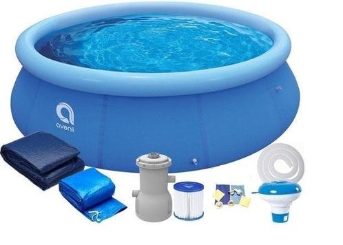 Compleet opblaaszwembad set met pomp en afdekking - Scher..., Tuin en Terras, Zwembaden, Nieuw, Ophalen of Verzenden