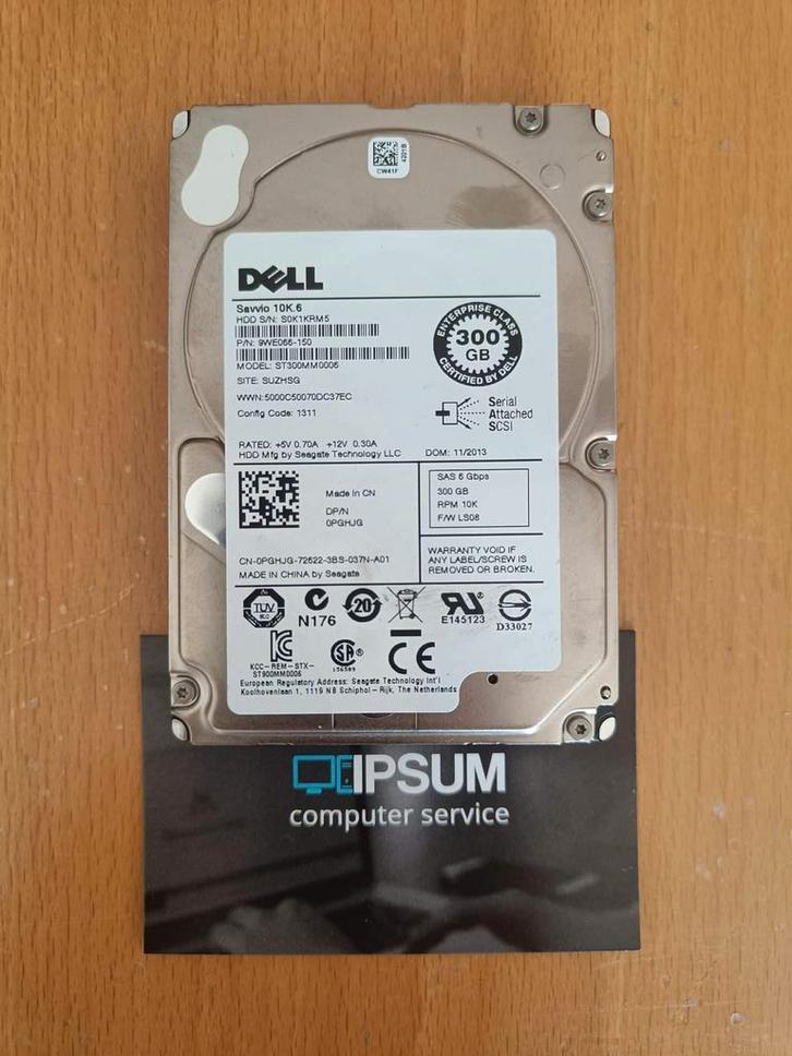 Dell 300GB 10k SAS schijf 0PGHJG, Computers en Software, Harde schijven, Refurbished, Ophalen of Verzenden