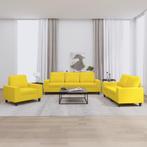 vidaXL 3-delige Loungeset stof lichtgeel, Verzenden, Nieuw, Vierpersoons of meer, Stof