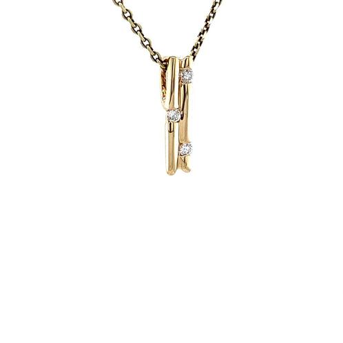 Gouden hanger met diamant 14 karaat, Sieraden, Tassen en Uiterlijk, Kettinghangers, Wit, Zo goed als nieuw, Goud, Verzenden