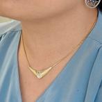 Gouden collier met vaste hanger met diamanten 0,07 ct. |..., Gebruikt, Overige kleuren, Ophalen of Verzenden, Met edelsteen
