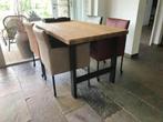Set van 4 leren kuip eetkamerstoelen - met wieltjes -, Ophalen of Verzenden, Nieuw, Leer