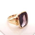 Gouden heren ring met synthetische saffier (vintage), Gebruikt, Overige kleuren, 20 of groter, Heer