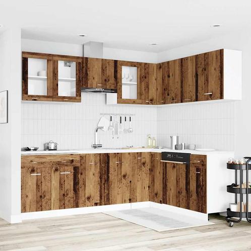 vidaXL 11-delige Keukenkastenset Lyon bewerkt hout oud, Huis en Inrichting, Keuken | Keukenelementen, Bruin, Nieuw, Verzenden