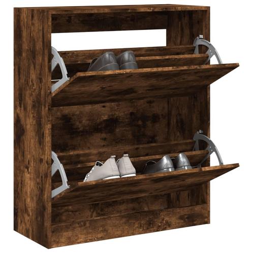 vidaXL Schoenenkast 80x34x96,5 cm bewerkt hout gerookt, Huis en Inrichting, Kasten | Schoenenrekken, Nieuw, Verzenden