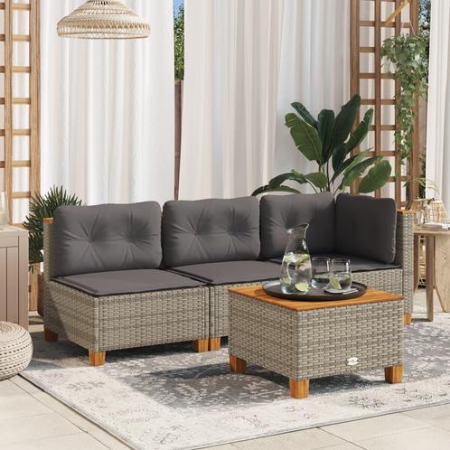 vidaXL Tuinbank 3-zits met kussens poly rattan grijs, Tuin en Terras, Tuinsets en Loungesets, Nieuw, Rotan, Verzenden