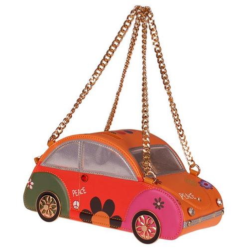 Handtas - Kever 70s Peace - Multicolor - Strass & Goudkleuri, Sieraden, Tassen en Uiterlijk, Tassen | Schoudertassen, Overige kleuren