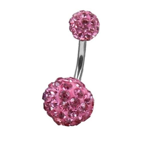 Fako Bijoux® - Navelpiercing - Disco Dots Duo - 8mm - Roze, Sieraden, Tassen en Uiterlijk, Piercings, Verzenden