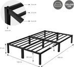 Bedframe met lattenbodem - 120x200 cm - Metaal - Zwart - ML-, Verzenden, Zo goed als nieuw