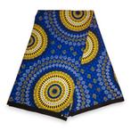 Afrikaanse print stof - Blauwe Dotted Patterns - 100% katoen, Hobby en Vrije tijd, Stoffen en Lappen, Ophalen of Verzenden, Nieuw