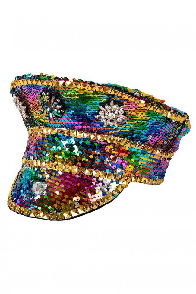 Luxe Pet Regenboog Zilver Kapiteinspet Diamanten Zilveren Pa, Kleding | Heren, Hoeden en Petten, Nieuw, Ophalen of Verzenden